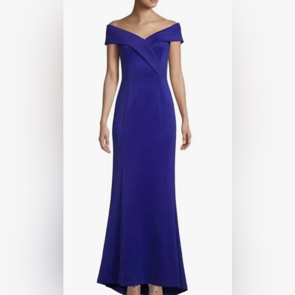 Eliza J off the shoulder gown, blue, size 6